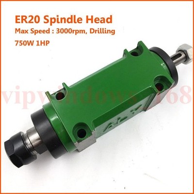 ER20 Spindle Unit 1HP 750W 5Bearing Power Head 3000rpm for Drilling Cutting CNC