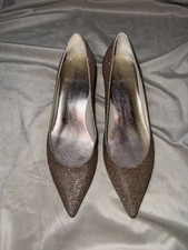 Stuart Weitzman Glitter Pointed Toe Kitten Heel Pumps