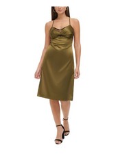 GUESS Womens Green Adjustable Trim Knotted Padded Lined Dress 4