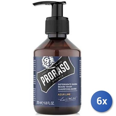 6x Bundle Proraso Waschmittel Bart Azure Kalk ML 200