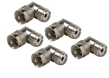 5 Pack UHF PL-259 Male to SO-239 Female Right Angle 90 Degree Adapter Connector