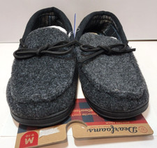 Dearfoams Cozy Comfort No Sweat Memory Foam Men's 9 - 10 New Black Gray Slipper