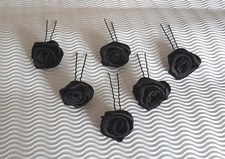 HAARNADELN SCHWARZE ROSEN GOTHIC HAARSCHMUCK BRAUT HOCHZEIT SCHWARZ BLUMEN