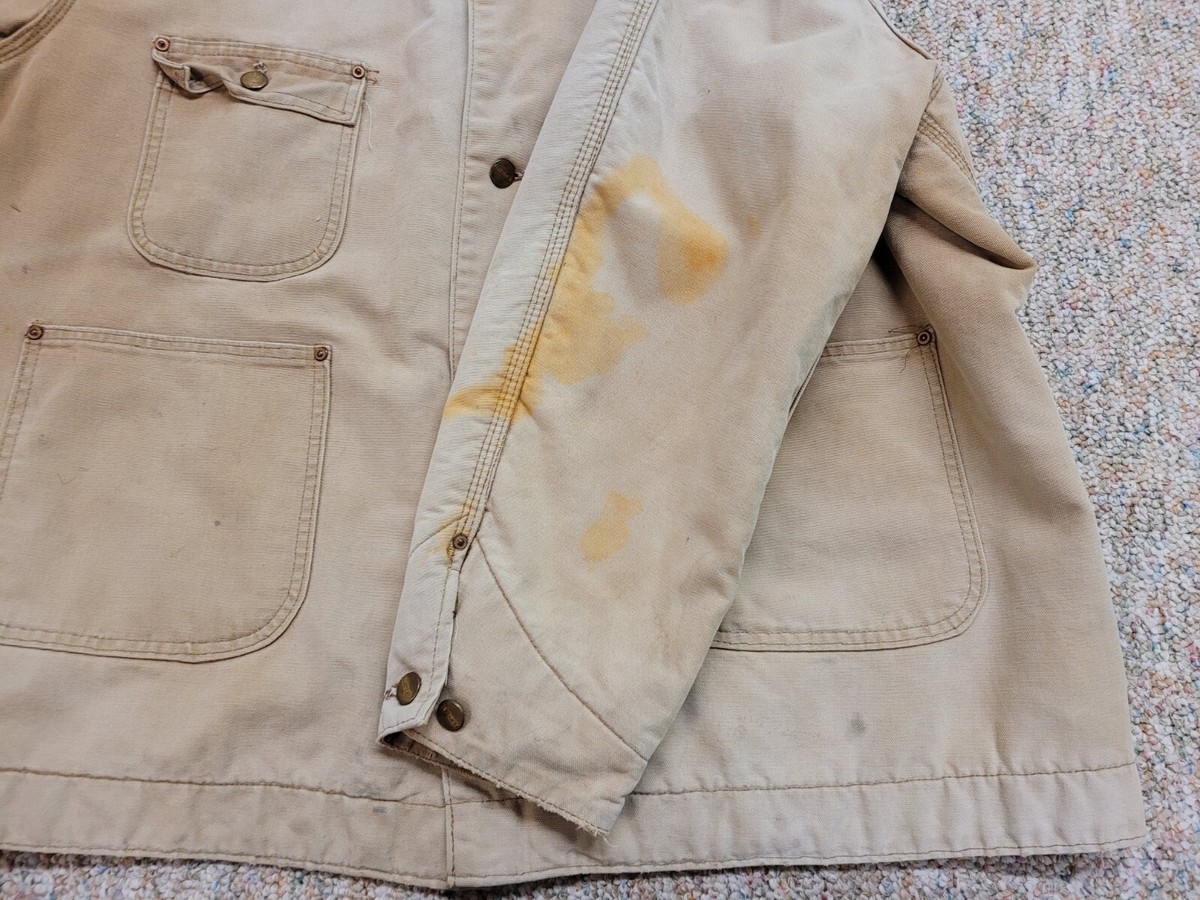 Vintage Carhartt Jacket Mens 52 Beige Barn Chore Coat