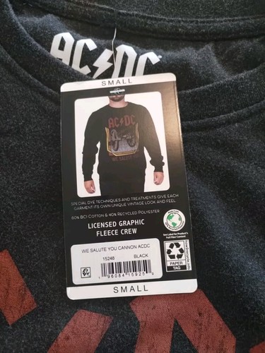 Men's AC-DC Graphic Fleece Sweatshirt (Size S) For Those About To Rock We Salute - Picture 5 of 11