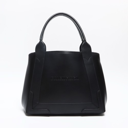 BALENCIAGA Tote Bag Navy Cabas S Leather Black with Pouch - Picture 4 of 13