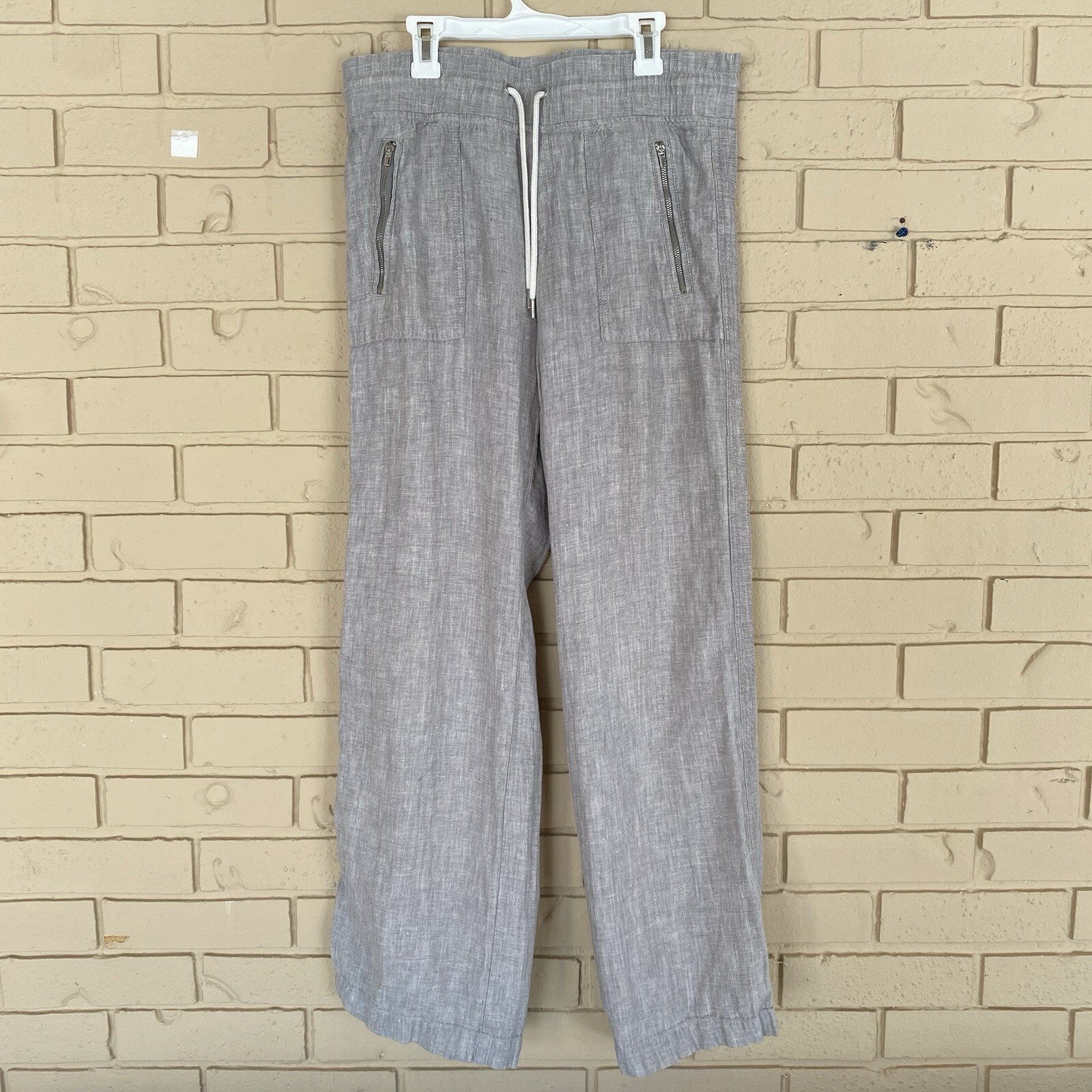 Athleta Cabo Linen Wide Leg Pants Casual Coastal Travel Beach Pull On Size 6