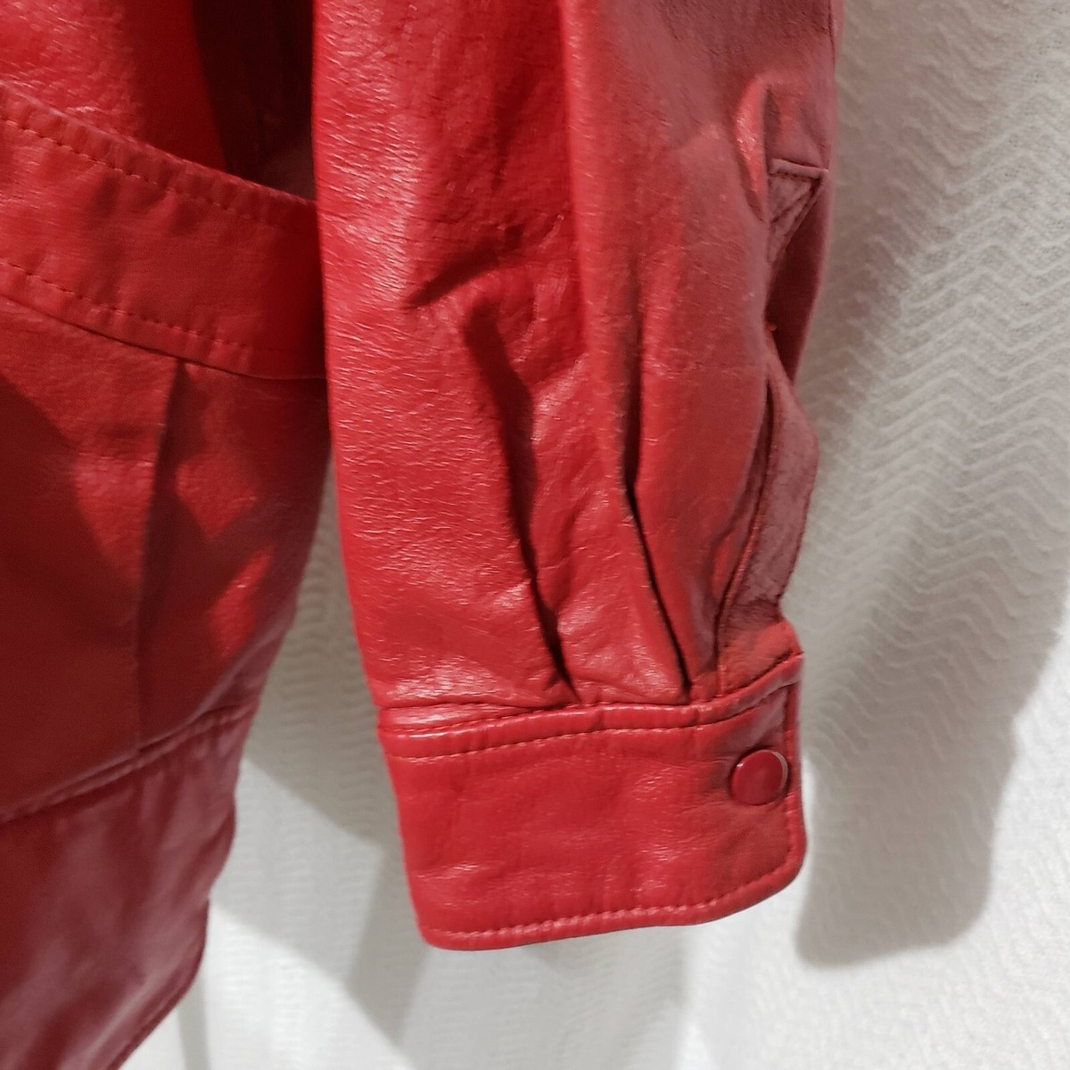 Vtg Niki Red Genuine Leather Zip Jacket Coat Retro Style L | eBay