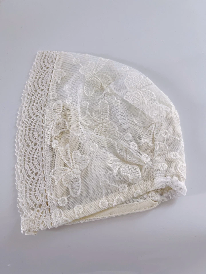Baby Girl Princess Beige Lace Bow Embroidery Bonnet Beanie Summer Sun Hat Cap  - image 3 of 4