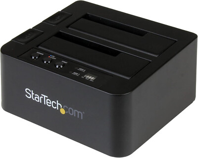 StarTech.com Standalone Hard Drive Duplicator, External Dual Bay HDD/SSD Cloner/