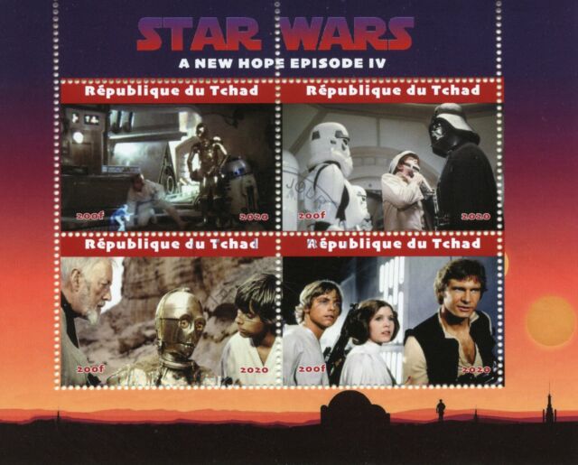 Star Wars Stamps Chad 2020 CTO A New Hope Darth Vader Han Solo C3PO Leia 4v M/S