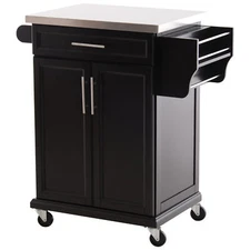 Small Rolling Kitchen Island on Wheels with Storage Drawers Utility Trolley Cart