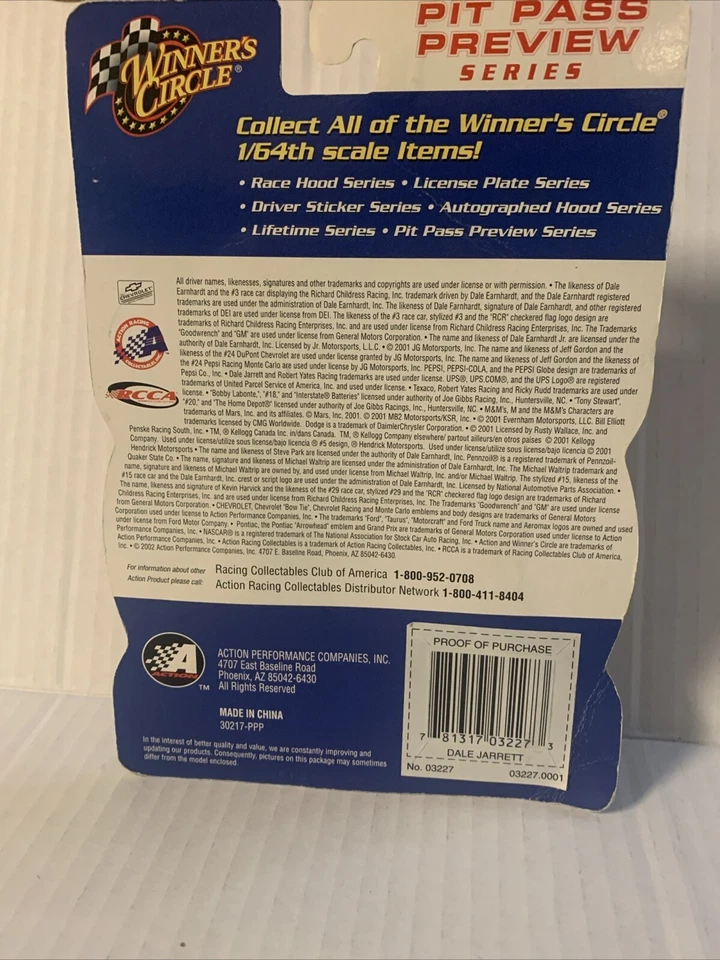Nascar Winners Circle No88 Dale Jarrett Pit Pass серия Preview 2002 - Изображение 2 из 4