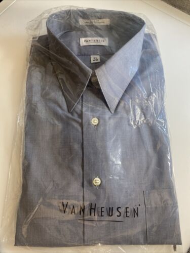 Vanheusen Oxford Shirt Men's Long Sleeve Button Down 16 1/2 132/33 Gray zaw