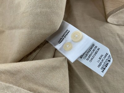 のの L.L. Bean Long Sleeve Button Shirt L Men Tan 100% Cotton No Flaws