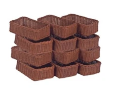 PT631 Small Rattan Storage Baskets - pack of 12 - 6"W x 10"D x 3"H