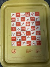 1976 MONTREAL CANADA OLYMPIC GAMES COCA-COLA ADVERTISING TRAY SIGN 15X11 FRENCH