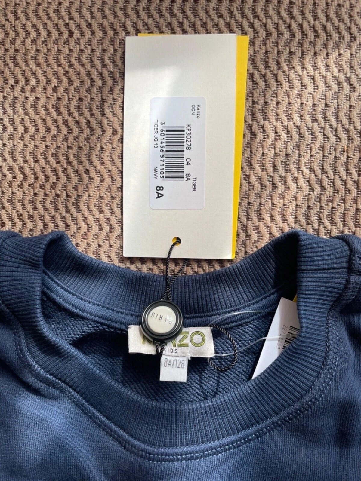 Abito maglione cotone logo tigre perline Kenzo nuovo con etichette 8 anni