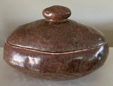 Vintage Retro Atlantic Mold Ceramic Textured Baked Potato Serving Bowl w/ Lid