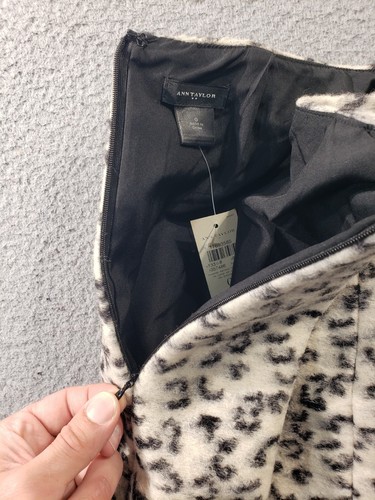 Ann Taylor Bleistiftrock Damen 0 Schneeleopard Wollmischung Neu mit Etikett Stretch Reißverschluss 26 x 22 - Bild 10 von 15