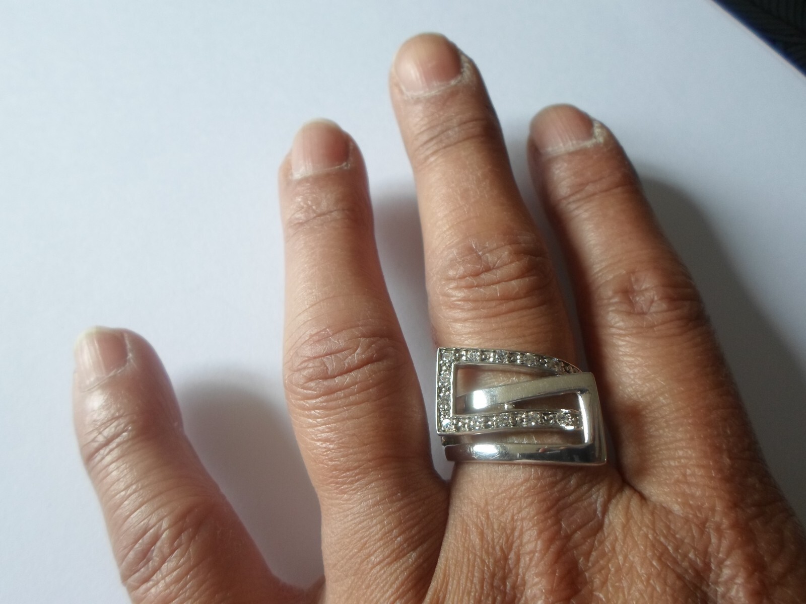 solid silver ring, interlaced openwork rectangles… - image 3