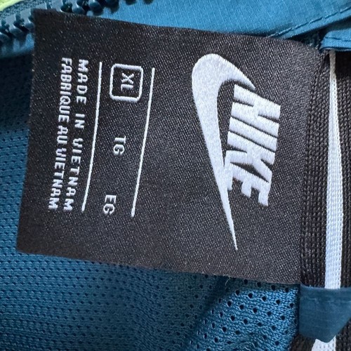 NEU Nike Jacke Jungen Extra Large blau grün Windrunner Windbreaker Kapuze Preppy - Bild 3 von 12