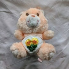 Care Bears Friend Bear 1983 6" 7" Plush Stuffed Animals Toy Peach Flowers VTG