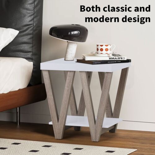 Familand Side End Table Night Stand Nesting Bedside Tables Storage Shelve Wooden - Picture 2 of 9