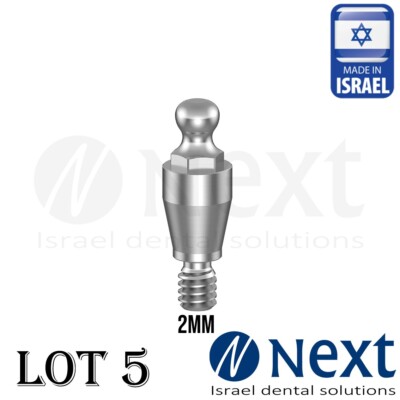 lot x 5 Ball Attachment abutment Hiossen Regular conical compatible  2 mm