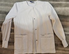 LANDAU Medical Scrub Jacket Cardigan Sweater, Lab Coat Look - XS Fits Like S/M 