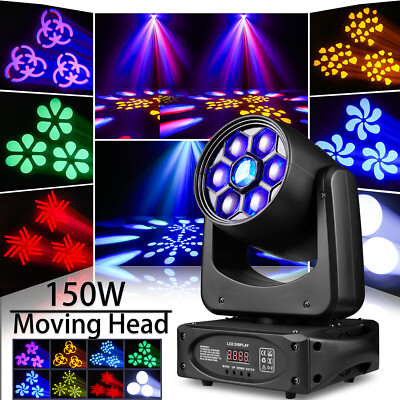 150W 8 Gobo 3 Prisma LED Beam Moving Head RGBW DMX Disco Lichteffekt Party Show