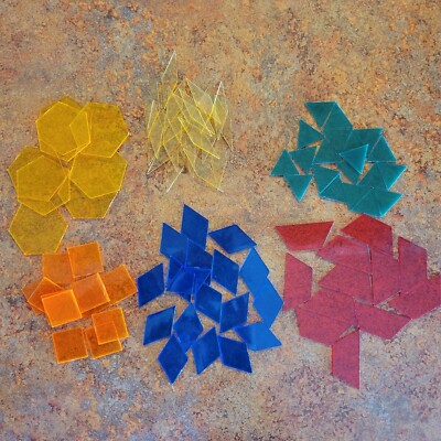 Pattern Blocks; transparent; for play, overhead use, angle measures; 92 items