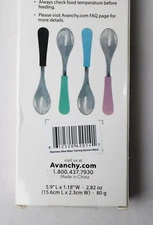 Avanchy Stainless Steel Silicone Training Baby Spoon Two Pack EJ3 Black NWT