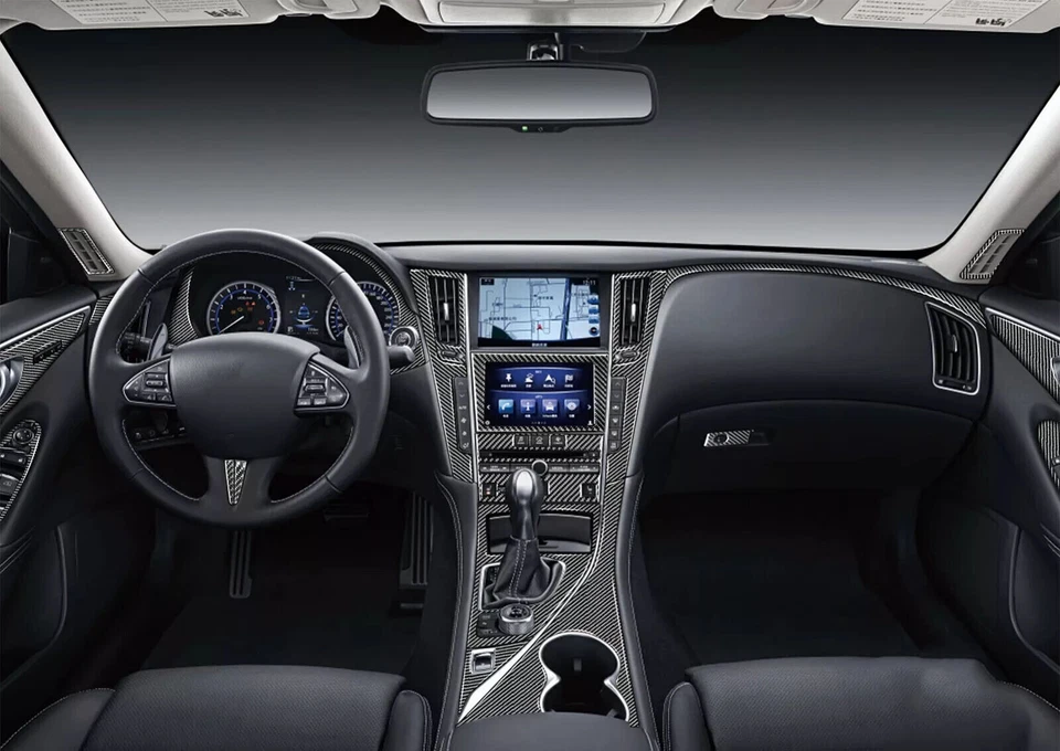 50 peças kits interiores completos conjunto de acabamento de fibra de carbono real para Infiniti Q50 Q60 2014-20 - Imagem 3 de 4