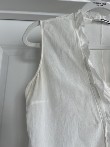 Jil Sander White Cotton Top Ruffle Sleeveless Marked Size 36 It 40 Size S - Picture 8 of 9