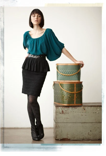 Knitted & Knotted Declarative Peplum Sweater Skirt Small Black Anthropologie