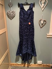 Chi Chi London Womens Navy Blue Lace Evening Ball Gown Size 8 Elegant Classic