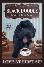 Black Doodle Coffee Co. Love At First Sip Dog Drink Refrigerator Fridge MAGNET