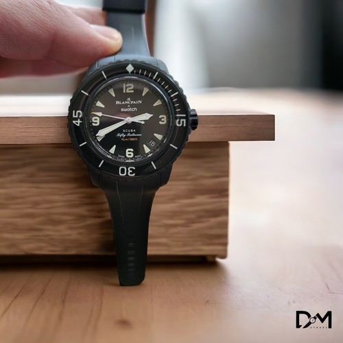 NEW Blancpain X Swatch - Fifty Fathoms - OCEAN STORMS - Black Rubber STRAP ONLY - 第 1/2 張圖片