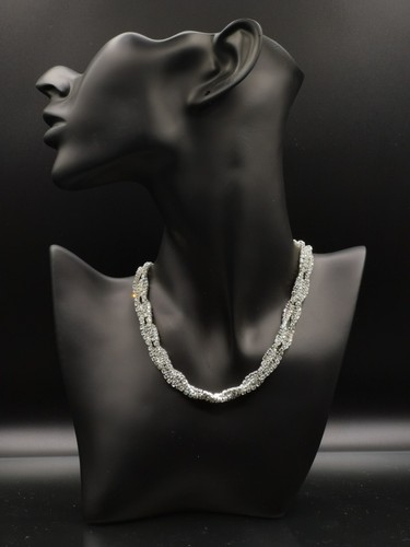 Twisted Crystal Rope Statement Necklace - "Diamond Coil"