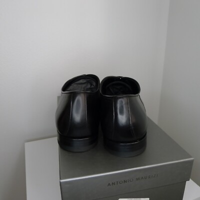 Antonio Maurizi Black Leather Cap-toe Lace-up Oxfords New  display picture 1