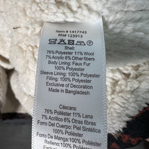 Jachs Men's Wool Blend Sherpa Lined Flannel Shirt Jacket Size Large Tribal Aztec - Picture 6 of 11