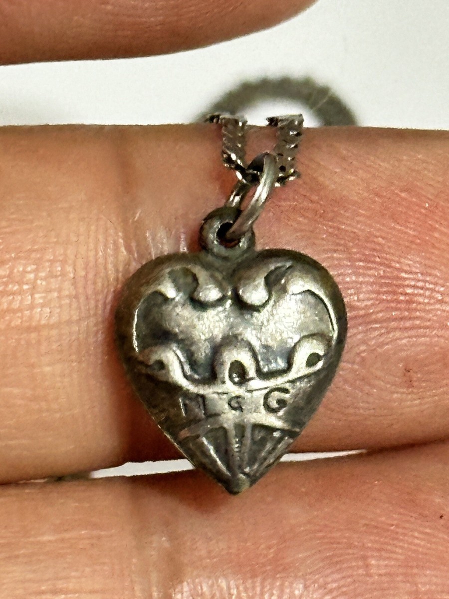 Vintage 40s Sterling Silver Small Puffy Heart Sweetheart Vintage 40s Sterling Silver Small Puffy Heart Sweetheart