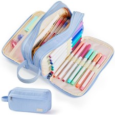 High Capacity Pencil Case Soft Corduroy Pencil Pouch with 4 Compartments Mult...
