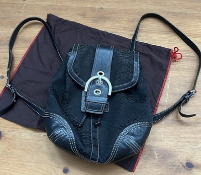 Coach 9764 SMALL Vintage Soho Black Signature C Canvas Backpack w/Leather Trim
