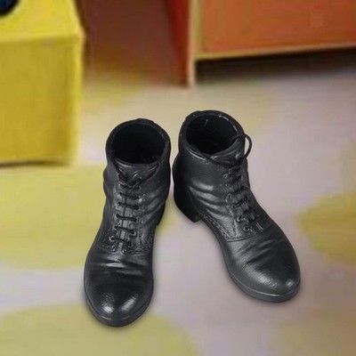 1/6 Scale Figur Schnürstiefel realistisch schwarz Kunststoff Miniatur Schuhe Kostüm