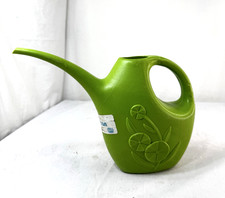 Vtg Lustro Ware Green Plastic Water Can w Label Embossed Floral USA Blow Mold FS