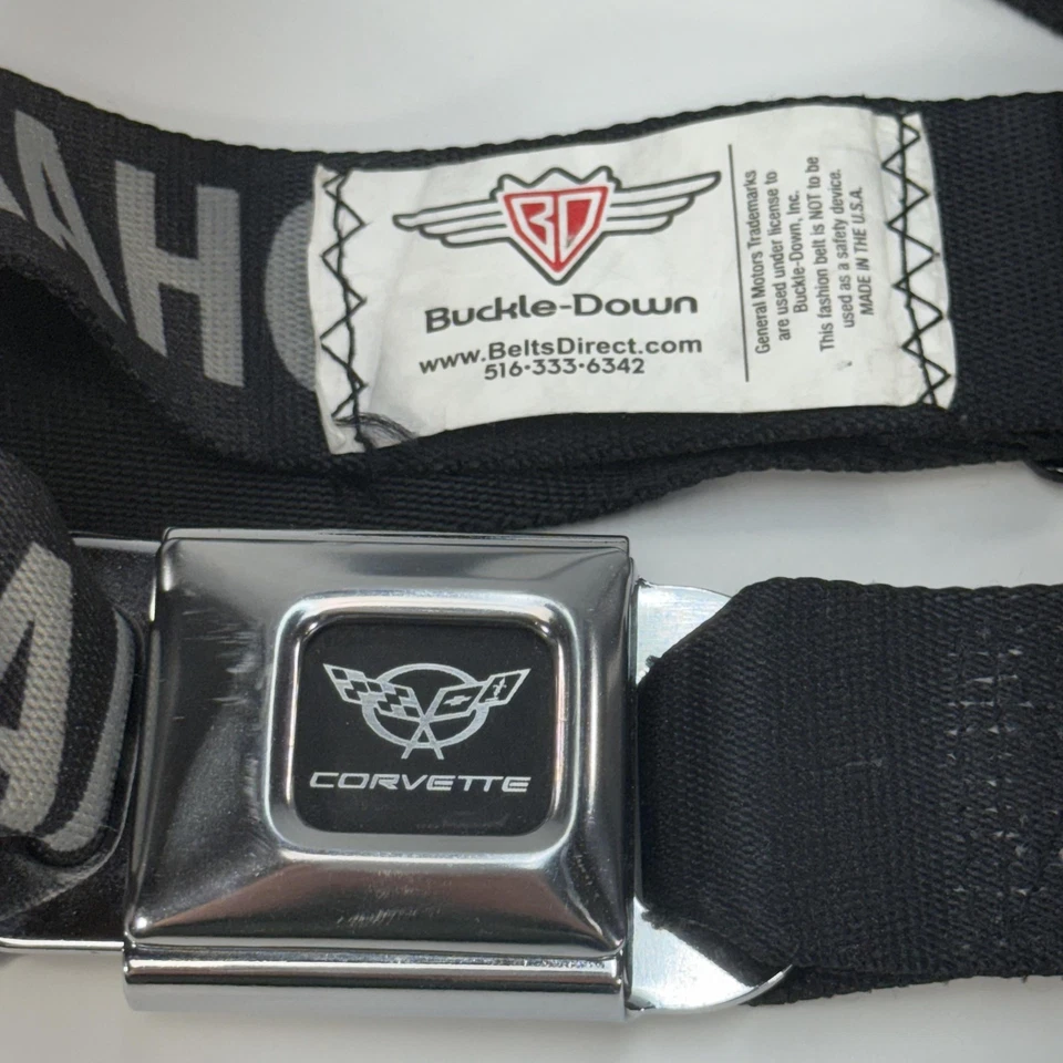 Cinturón de seguridad Corvette con hebilla hebilla negro estilo cinturón de seguridad ERMAHGERD para hombre EE. UU. Foto 2 de 4