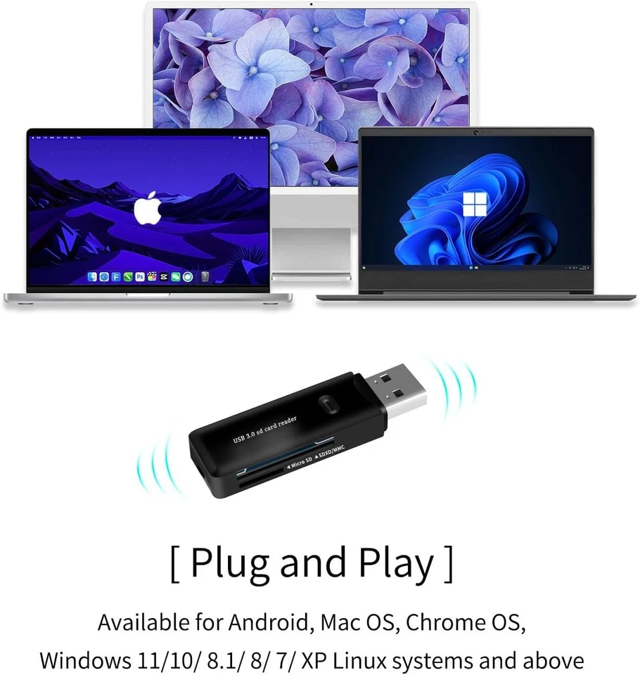 USB 3.0 SD Card Reader for PC, Laptop, Mac, Windows, Linux, Black - Image 4 of 4