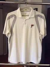 Miami Dolphins White Embroidered Polo Shirt Men Extra Large XL Antigua